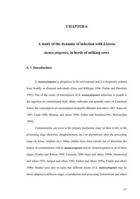 an epidemiological study of listeriosis in dairy cattle