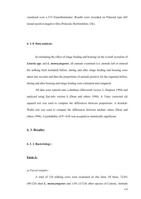 an epidemiological study of listeriosis in dairy cattle