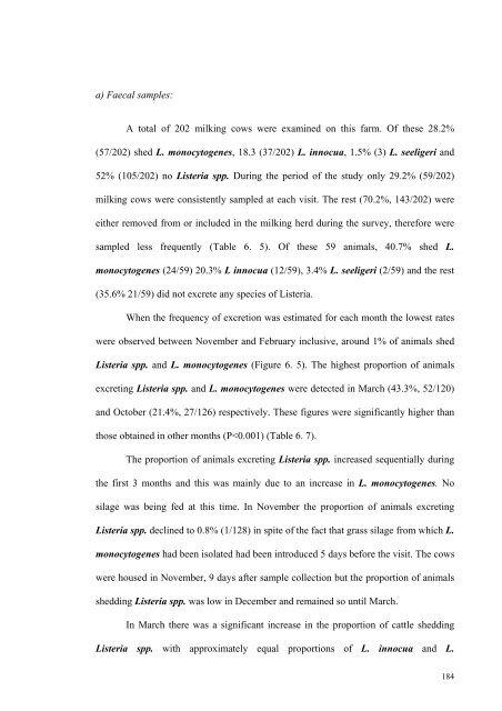 an epidemiological study of listeriosis in dairy cattle