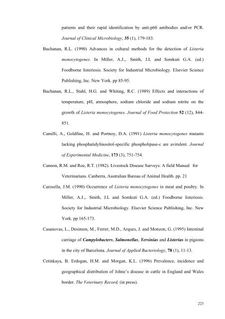 an epidemiological study of listeriosis in dairy cattle