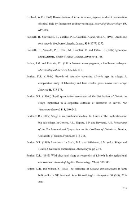 an epidemiological study of listeriosis in dairy cattle