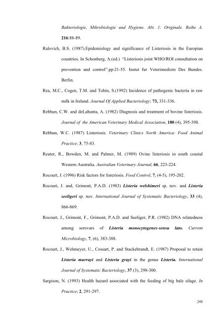 an epidemiological study of listeriosis in dairy cattle