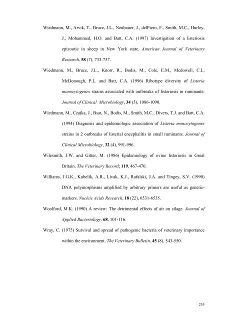 an epidemiological study of listeriosis in dairy cattle