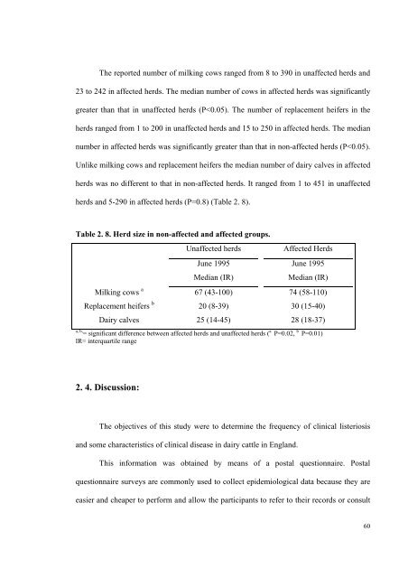 an epidemiological study of listeriosis in dairy cattle