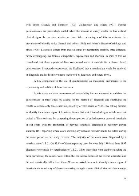 an epidemiological study of listeriosis in dairy cattle