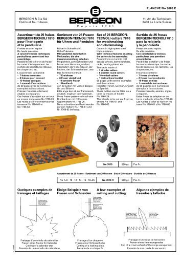 assortiment de 25 fraises BeRGeOn-TecnOlI 7810 pour l'horlogerie ...