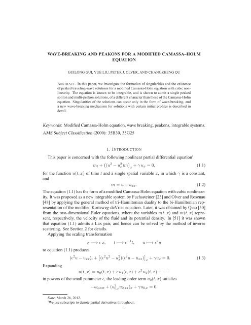 WAVE-BREAKING AND PEAKONS FOR A MODIFIED CAMASSA ...
