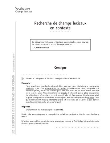 Recherche de champs lexicaux en contexte