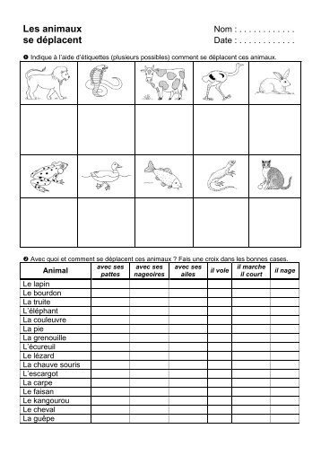 Les animaux se déplacent - Mon cartable du net