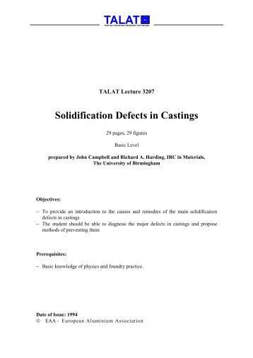 Solidification Defects in Castings - CORE-Materials