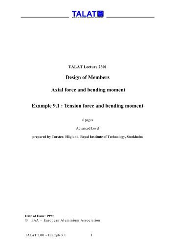 Example 9.1 : Tension force and bending moment - CORE-Materials