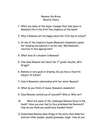 Discussion questions for Ramona the Brave