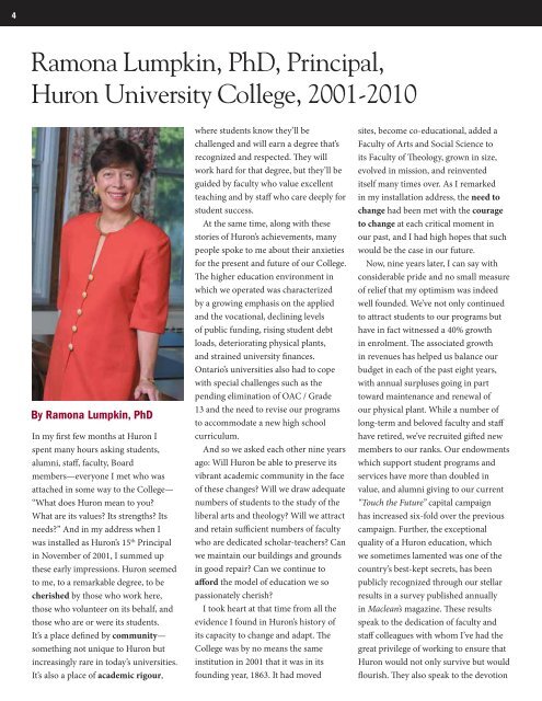 Ramona Lumpkin, PhD Principal, Huron University College 2001 ...