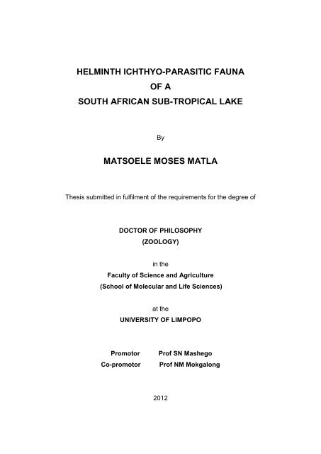 helminth ichthyo-parasitic fauna of a south african sub-tropical lake ...