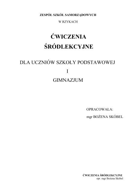 ĆWICZENIA ŚRÓDLEKCYJNE - ZSS Rzyki