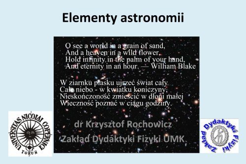 Elementy astronomii - prezentacja dr. K. Rochowicza