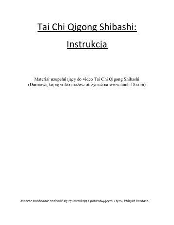 Tai Chi Qigong Shibashi: Instrukcja