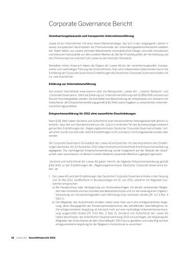 Corporate Governance Bericht - Loewe AG > Aktuell