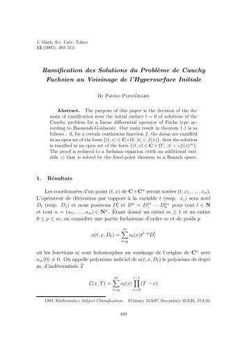 Ramification des Solutions du Probl`eme de Cauchy Fuchsien au ...