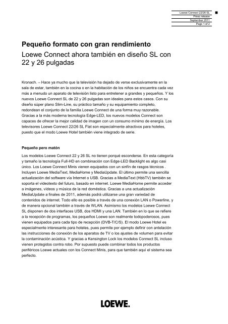 08_Loewe_Connect 22_26_SL_es - Loewe AG > Aktuell