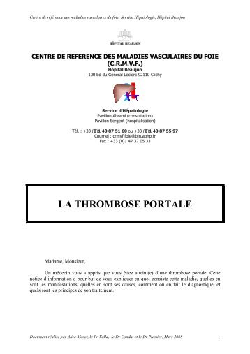 la thrombose portale - Association des Malades des Vaisseaux du ...