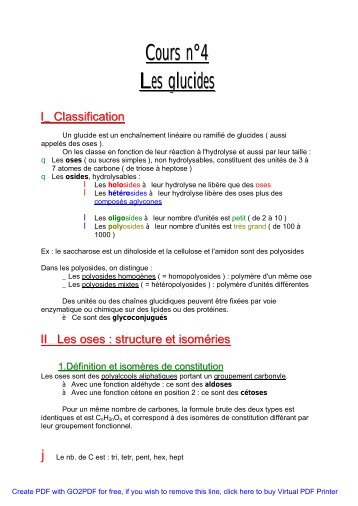 Cours n°4 Les glucides - Chez.com