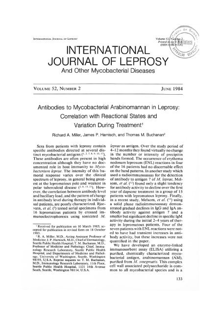 INTERNATIONAL JOURNAL OF LEPROSY - Index of