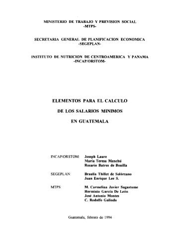 Elementos para el calculo de los salarios minimos en Guatemala - IRD