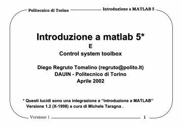 matlab 5 - Corsi di Laurea a Distanza - Politecnico di Torino