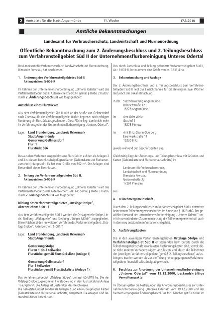 Amtsblatt für die Stadt Angermünde - Nr. 03/2010