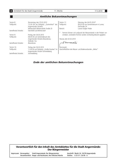 Amtsblatt für die Stadt Angermünde - Nr. 03/2010