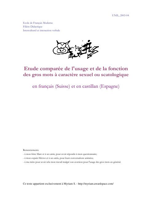 Etude Comparee De L Usage Et De La Fonction Des Gros Mots A