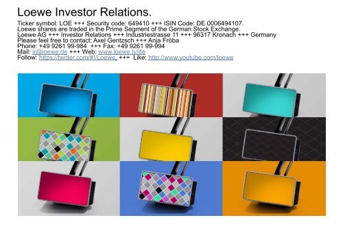 Investor Presentation. January 2013. - Loewe AG > Aktuell