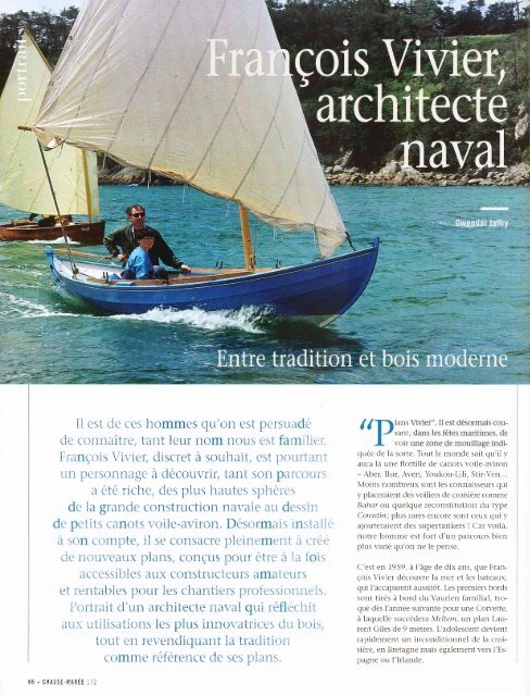 article dans son numéro 172 - François Vivier Architecte Naval