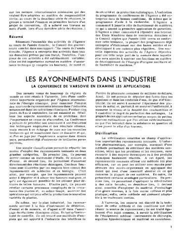 LES RAYONNEMENTS DANS L'INDUSTRIE - IAEA