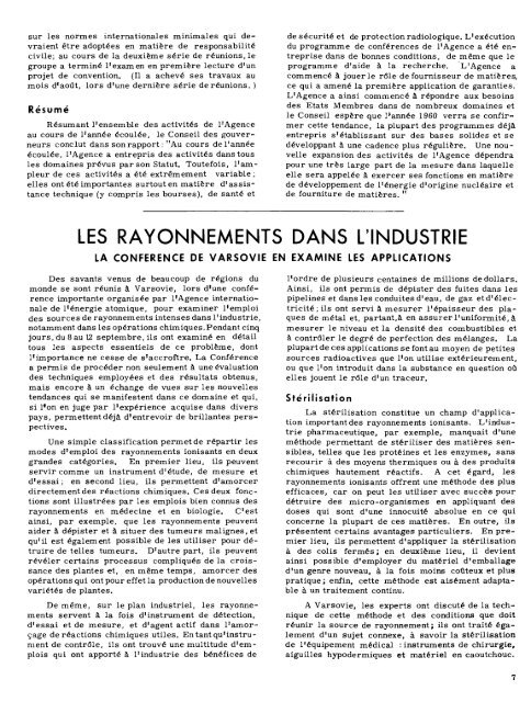 LES RAYONNEMENTS DANS L'INDUSTRIE - IAEA