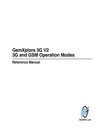 GemXplore 3G V2 3G and GSM Operation Modes - Index of