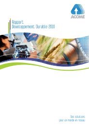 Rapport Développement Durable 2010 - Acome