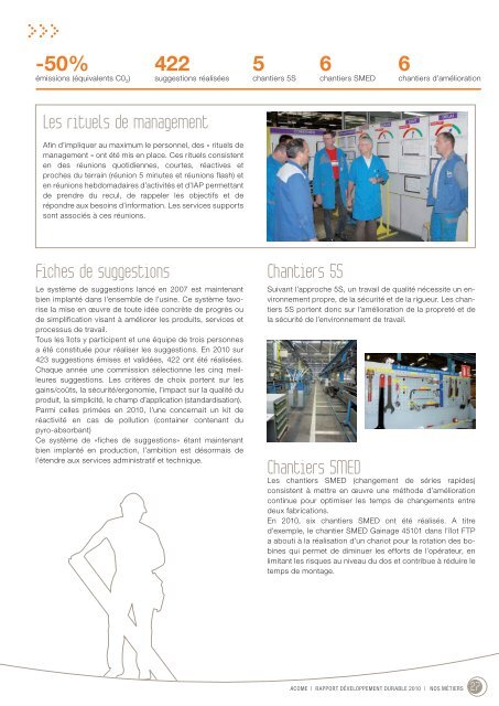 Rapport Développement Durable 2010 - Acome