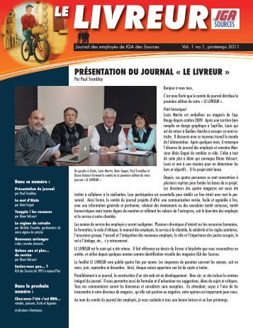 PRÉSENTATION DU JOURNAL « LE LIVREUR » - IGA des Sources