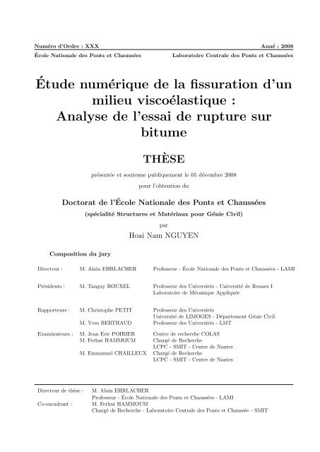 Etude numérique de la fissuration d'un milieu viscoélastique - Pastel