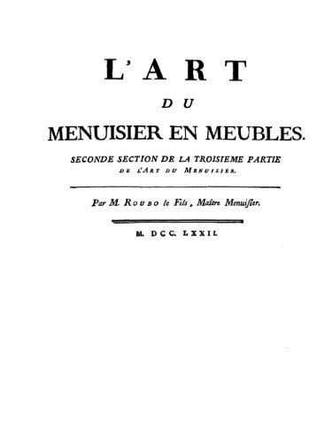 L' ART DU MENUISIER EN MEUBLES. A-J Roubo 1774.