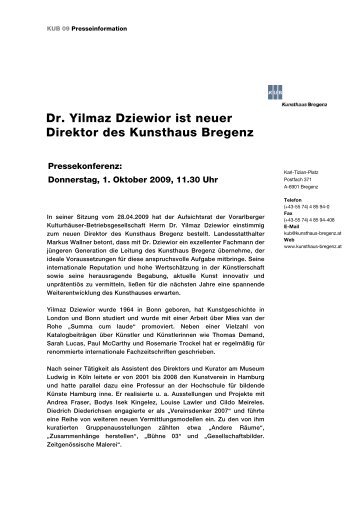 Dr. Yilmaz Dziewior ist neuer Direktor des Kunsthaus Bregenz