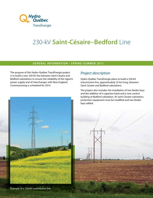 General Information bulletin – Spring-summer 2011 - Hydro-Québec