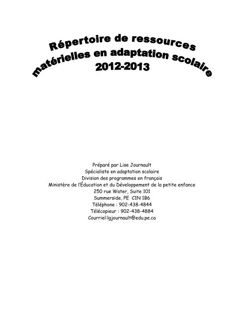 Repertoire De Ressources En Materielles En Adaptation Scolaire