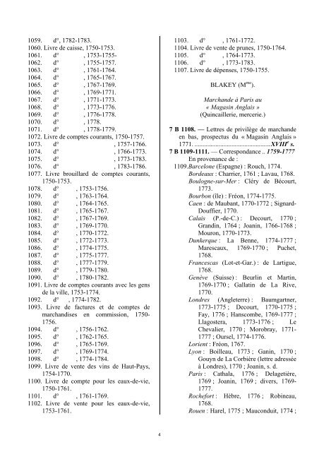 fonds des négociants - Archives départementales de la Gironde