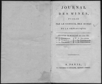 JOUÉNAL - Journal des mines et Annales des mines 1794-1881.