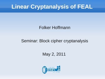 Linear Cryptanalysis of FEAL - b-it cosec