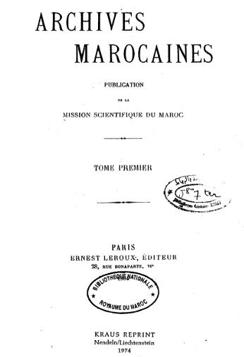 ARCHIVES MAROCAINES - Bibliothèque Numérique Marocaine