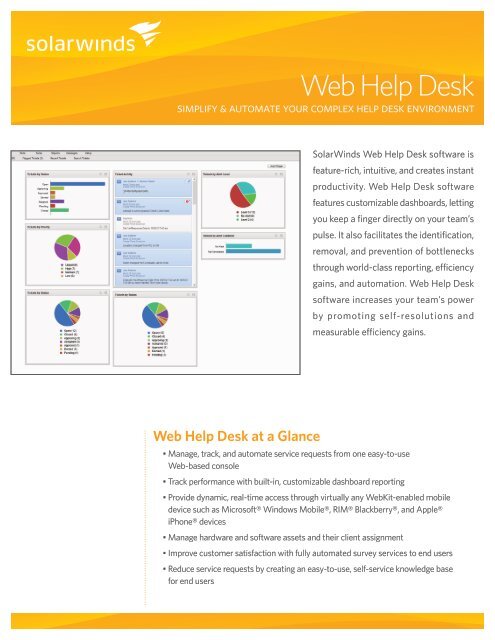 Datasheet Web Help Desk Solarwinds